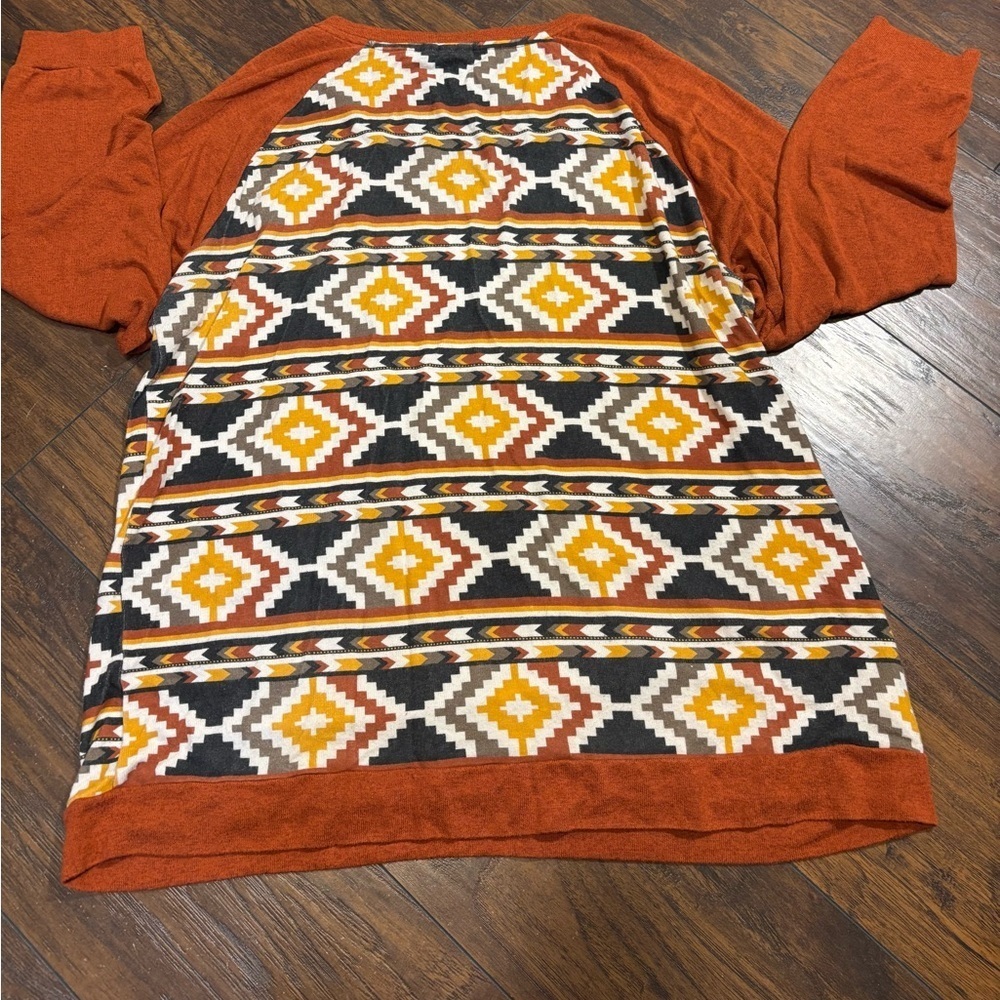 Cruel Denim Women’s AztecGeometric Patterned Women's‎ Sweatshirt XXL - Orange - Picture 6 of 11